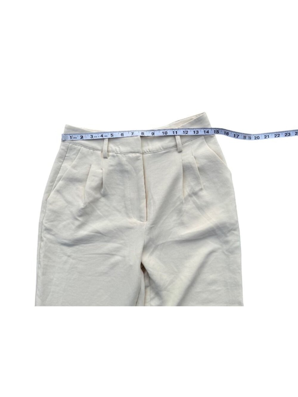 Forever 21 Womens Cream Wide Leg Mid-Rise Pants Size M Lightweight - Picture 4 of 8